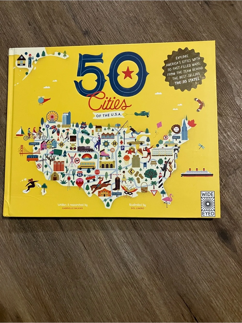 50 Cities of the U.S.A. Kids Book - Bright Yellow Cover